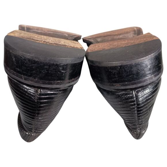 Mezlan Dress 13 Mens Black Genuine Lizard Derby Square Toe Lace Up Animal Print - Picture 10 of 12